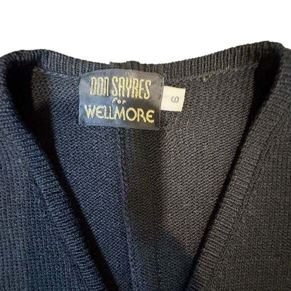 Vintage Don Sayres Pearl button up Sweater. Vintage size 6 Black - Picture 3 of 8